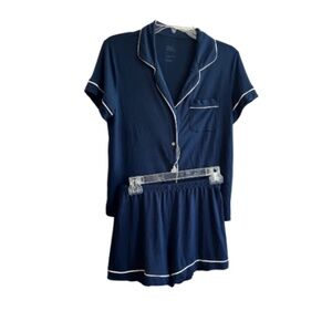 Stars Above Navy Pajama Set with White Trim